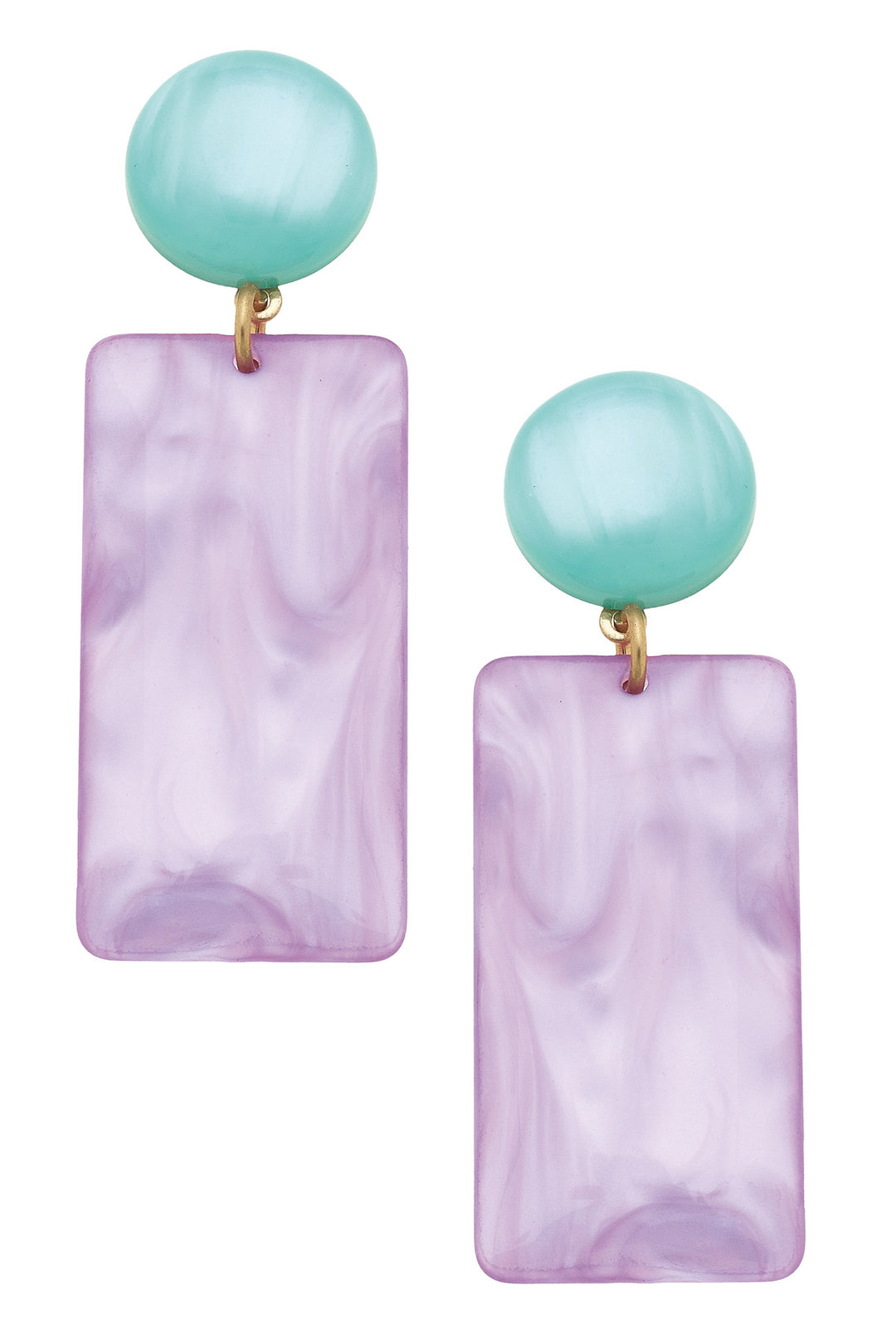 Lavender & Mint Sophie Marbled Resin Geo Earrings