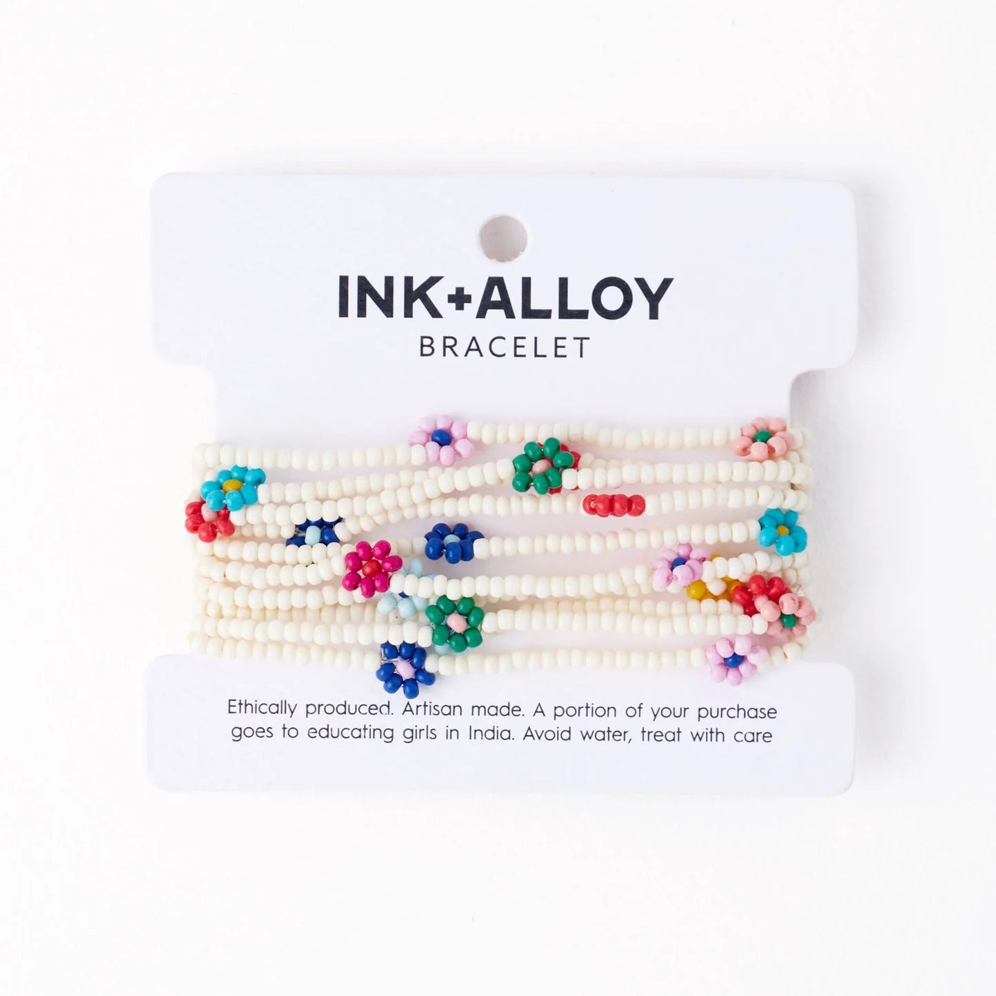 Sage Multi-Color Flower Beaded 10-Strand Stretch Bracelet