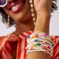Sage Multi-Color Flower Beaded 10-Strand Stretch Bracelet