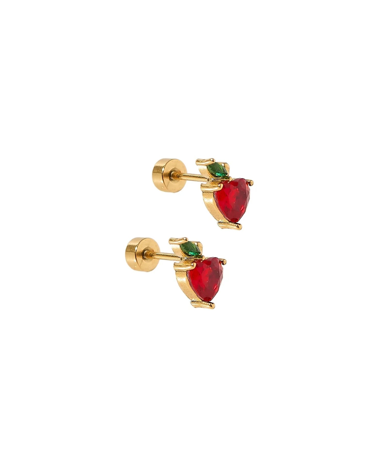Apple Gem Screwback Stud Earrings
