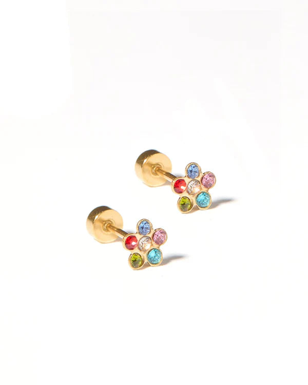 Lyla Flower Multi Screwback Stud Earrings