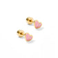 Nora Heart Pink Screwback Stud Earrings