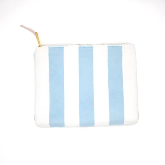 Small Blue Stripe Terry Cloth Pouch