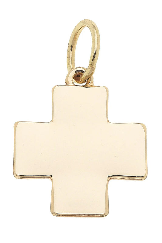 Square Cross Charm in Shiny Gold