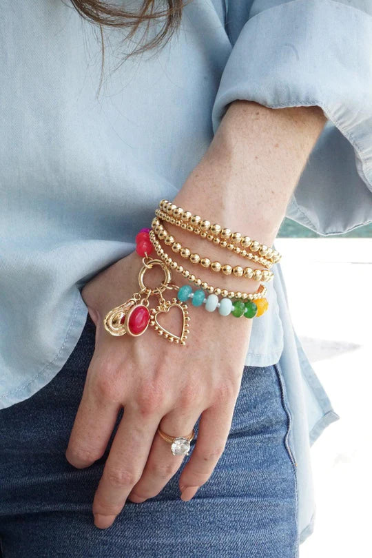 Studded Open Heart Charm in Shiny Gold