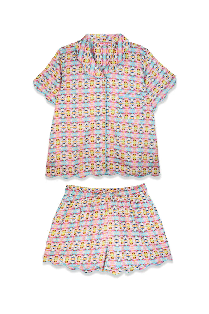 Scalloped Pajama Short Set: Sumner Pink