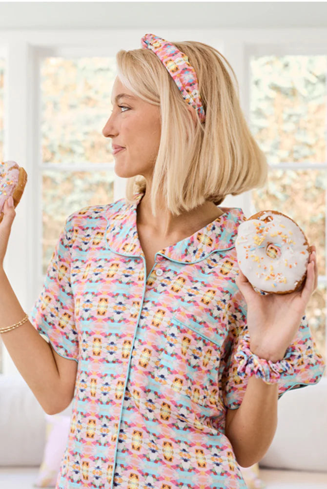 Scalloped Pajama Short Set: Sumner Pink