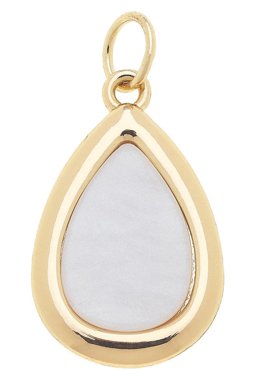 Teardrop Outline Charm in Mother of Pearl