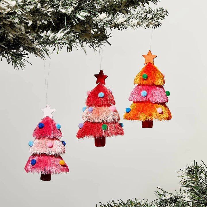 Decked Out Tree with Pom Poms Ornament