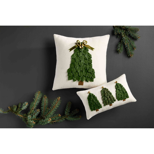 Lumbar Velvet Ribbon Tree Pillow