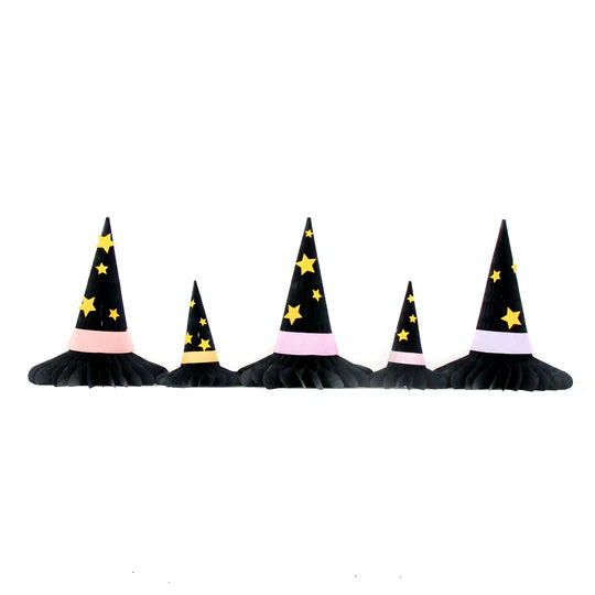 Honeycomb Paper Halloween Witch Hats