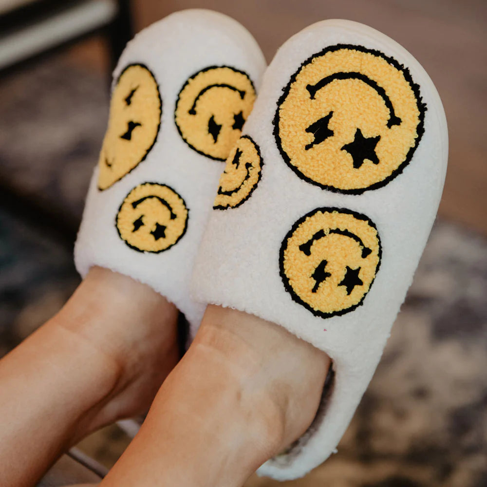 Star and Lightning Eyes Happy Face Slippers