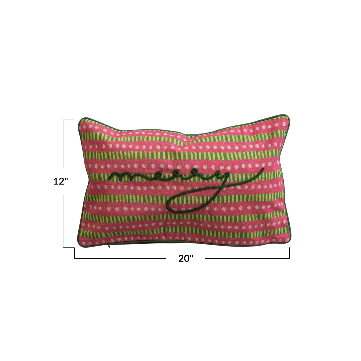 12" x 20" Cotton Lumbar "Merry" Pillow