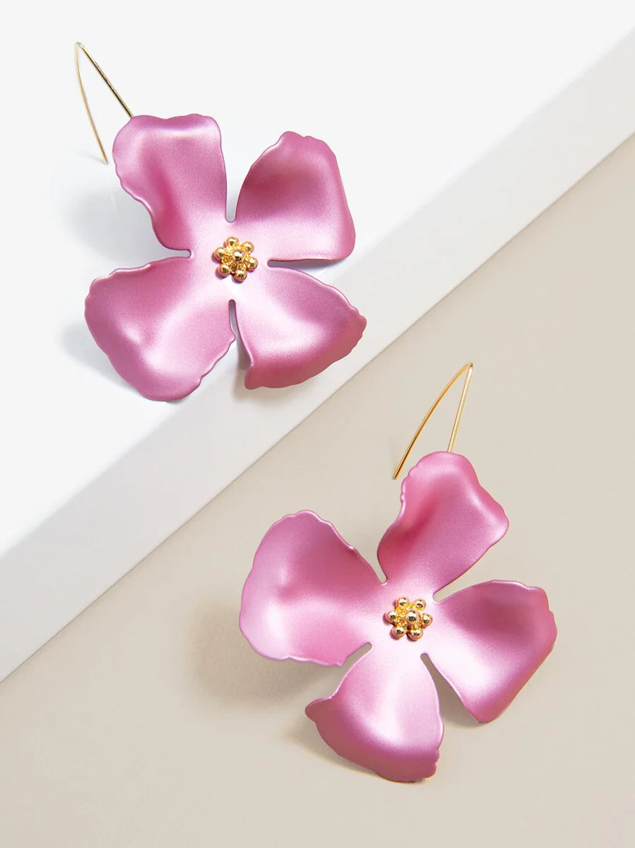 Chroma Petals Threader Earring: Metallic Pink