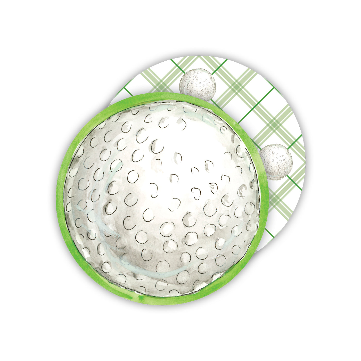 Paper Coasters: Handpainted Golf Ball with Green Border