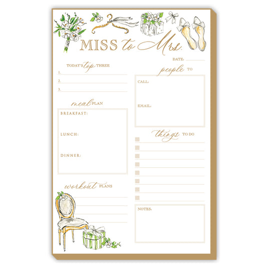 Luxe Large Notepad: Handpainted Miss to Mrs. Bridal Icons