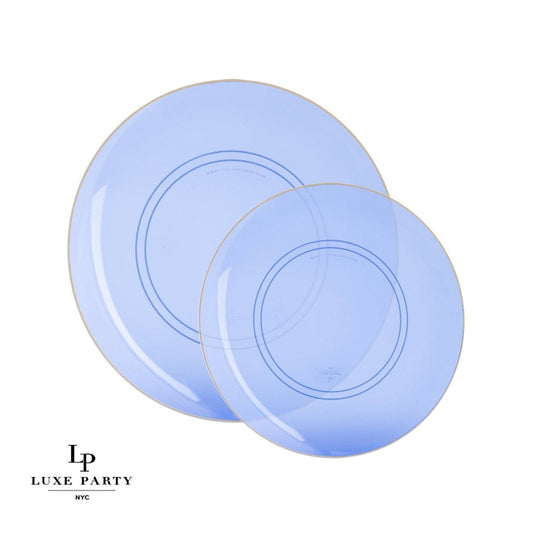 Plastic Dinner Plates: Transparent Bartenura Blue  • Gold Plastic