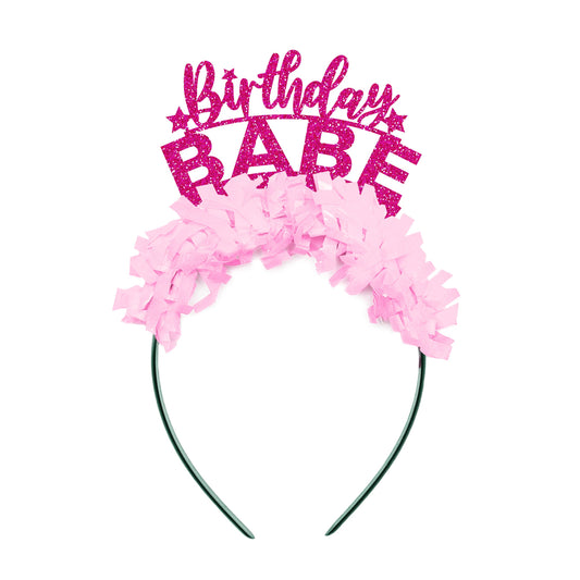 Party Headband: Birthday Babe - Hot Pink/Light Pink