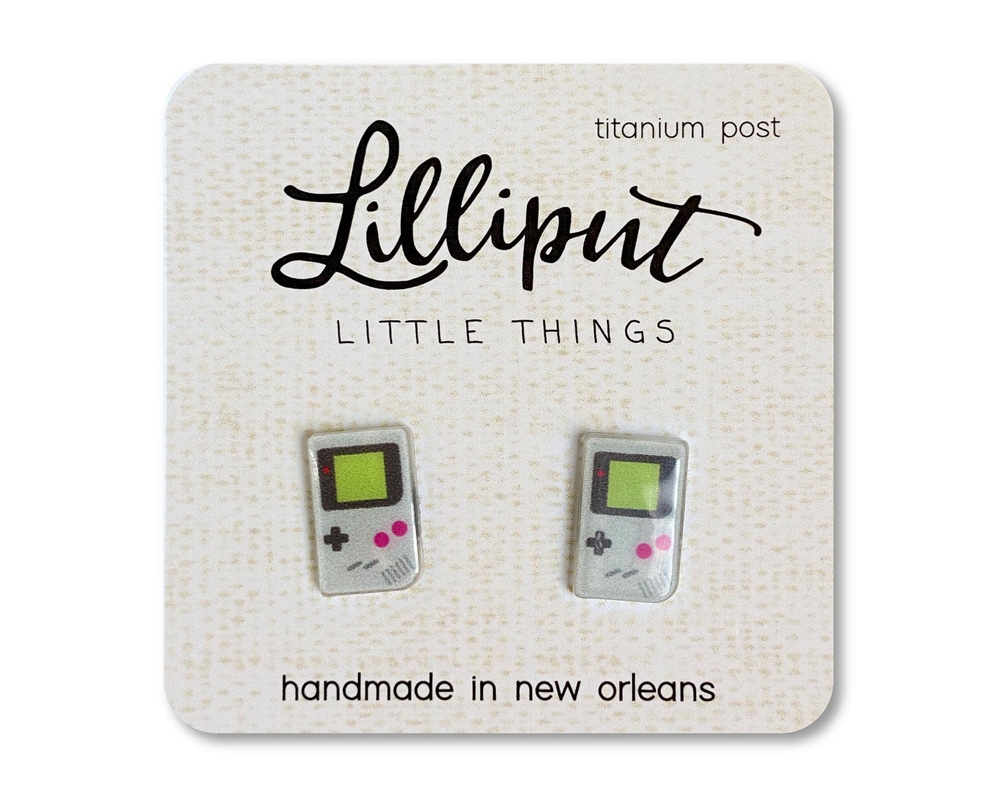 Lilliput Little Things Earrings: Retro Handheld Video Game