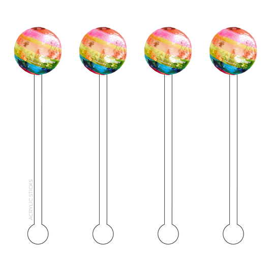 Acrylic Sticks Stir Sticks: Colorful Disco Ball