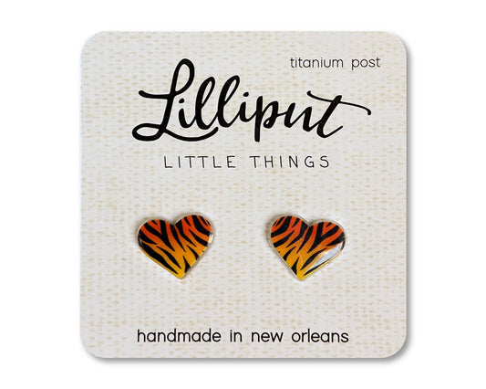 Hypoallergenic Earrings: Tiger Stripe Heart