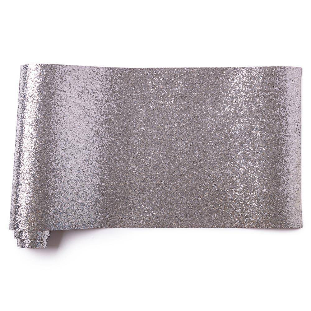 Party Pieces Metallic Glitter Table Runner: Silver