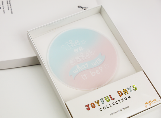 Joyeux Company Acrylic Cake Topper: He or She