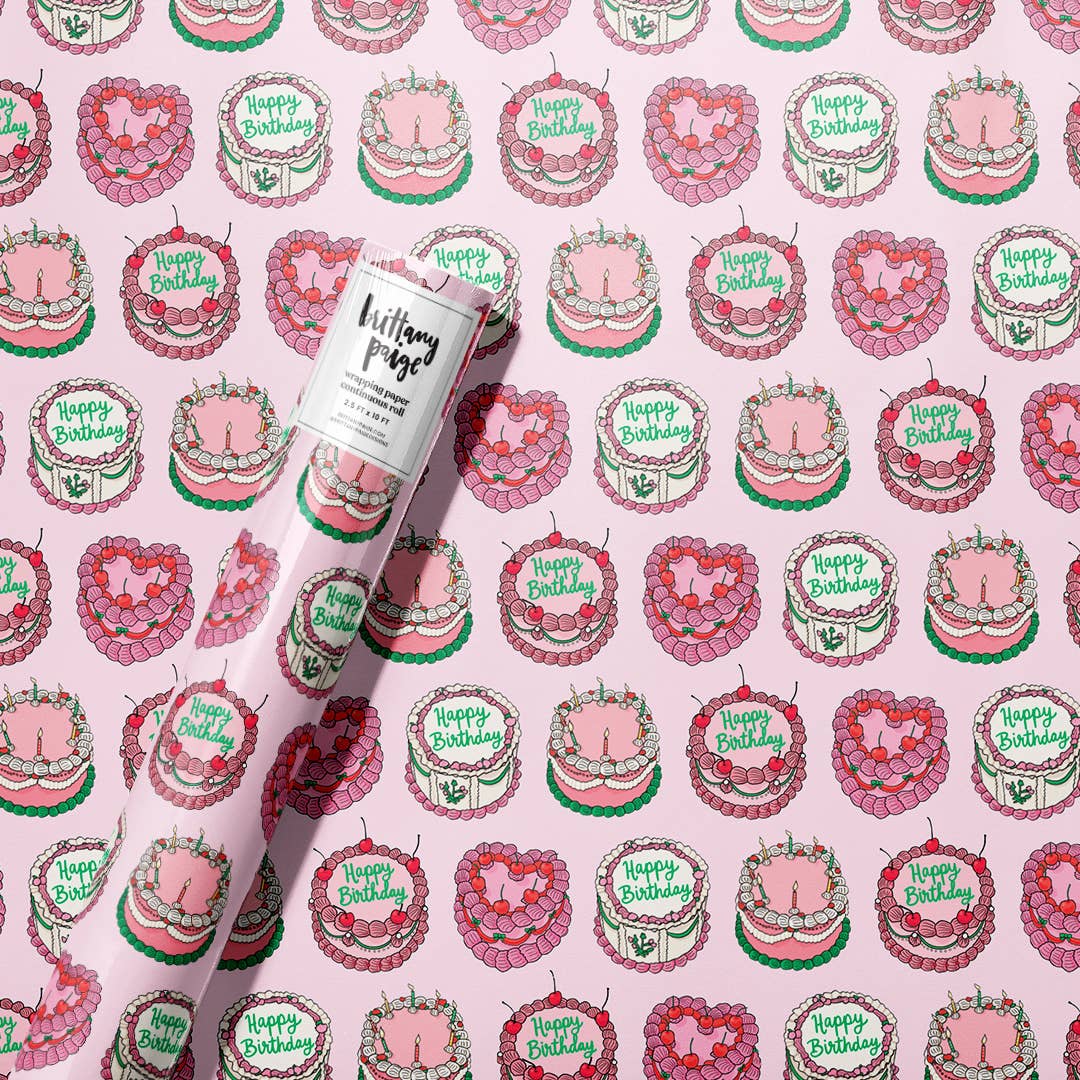 Vintage Birthday Cakes Wrapping Paper – Pop & Pour Party Co