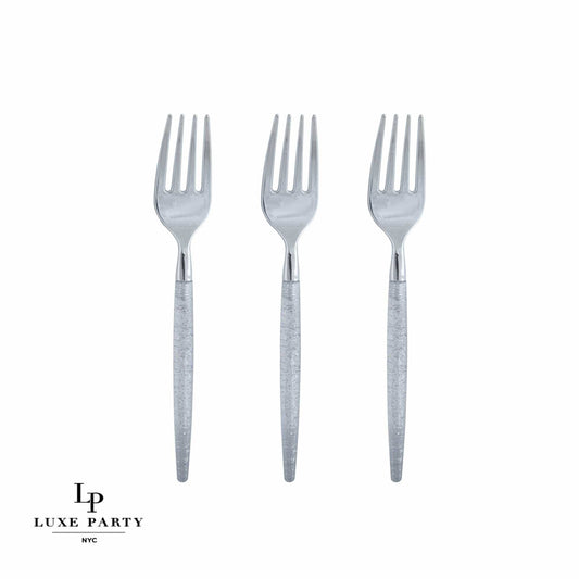 Mini Forks (Set of 20): Silver Glitter