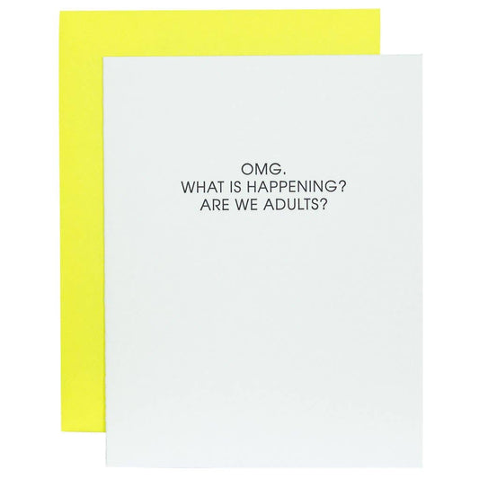 Letterpress Greeting Card: OMG Are We Adults