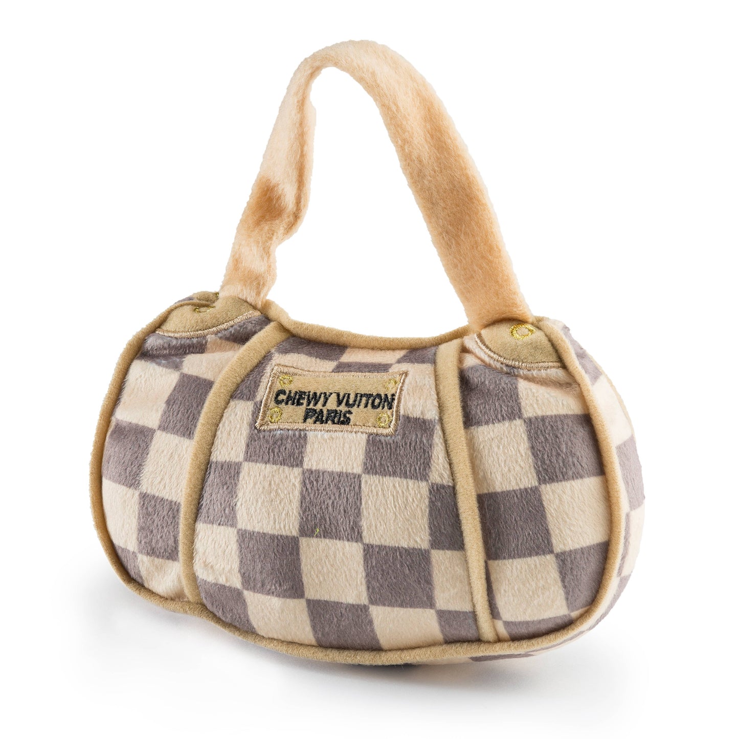 Checker Chewy Vuiton Handbag Dog Toy: Small
