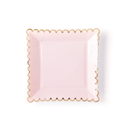 Square Scalloped 9" Plates: Blush