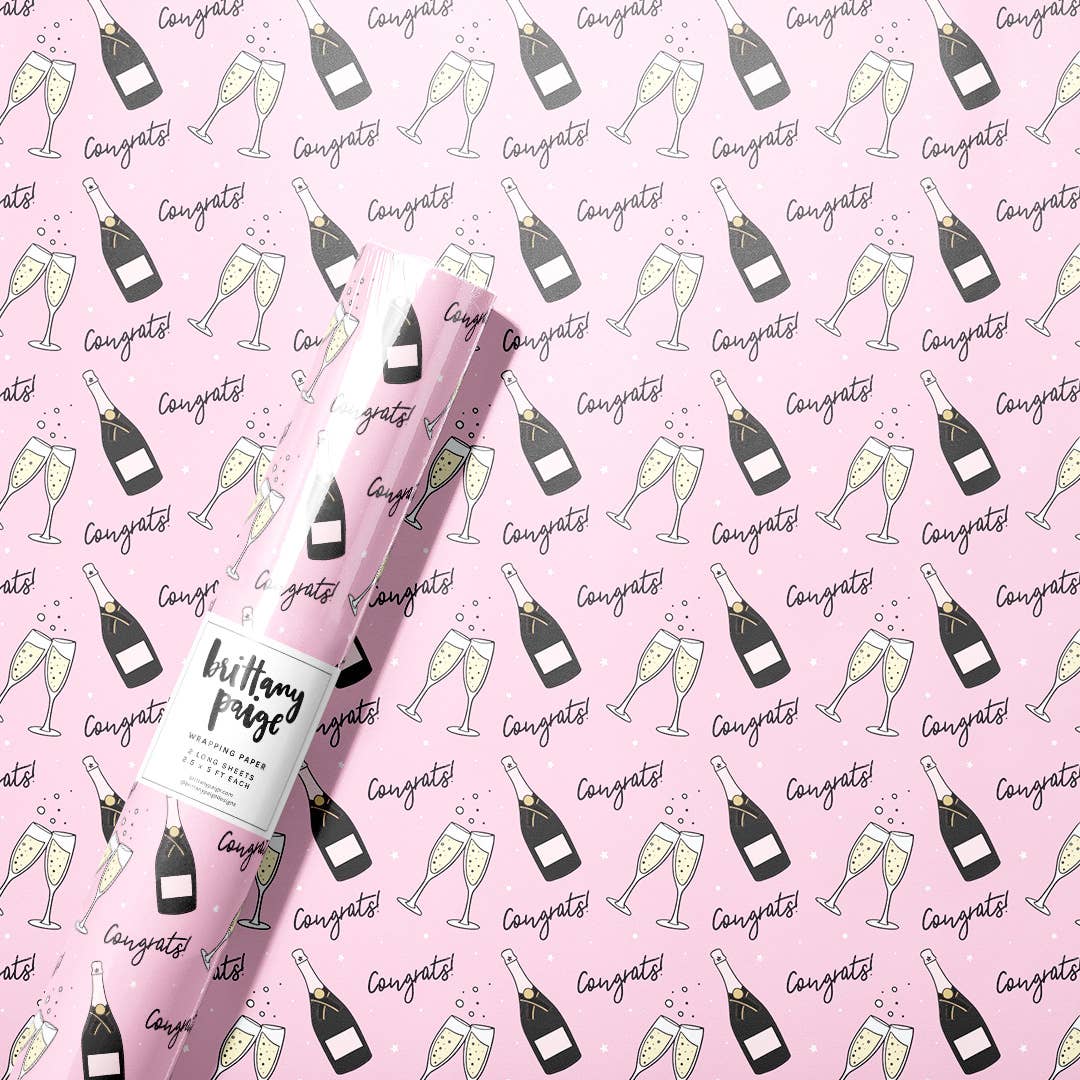 Brittany Paige Wrapping Paper: Congrats Champagne
