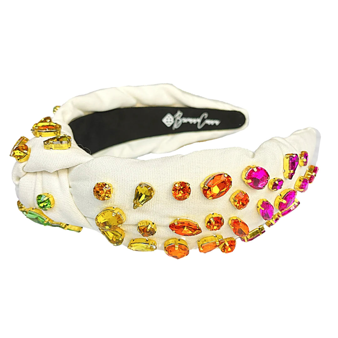 Ivory Headband with Rainbow Gradient Crystals (Adult Size)