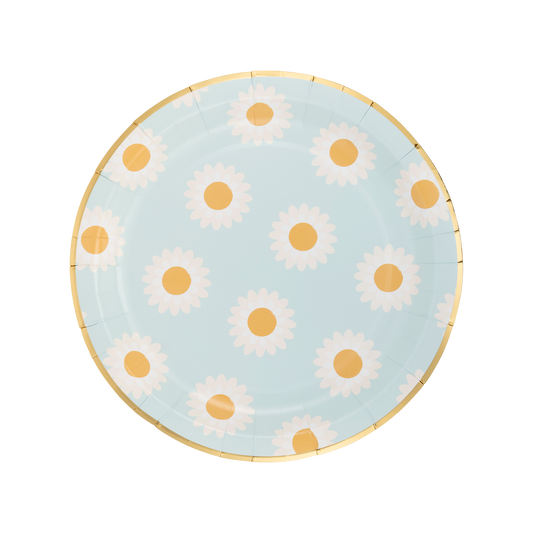 9" Round Paper Plates: Daisies