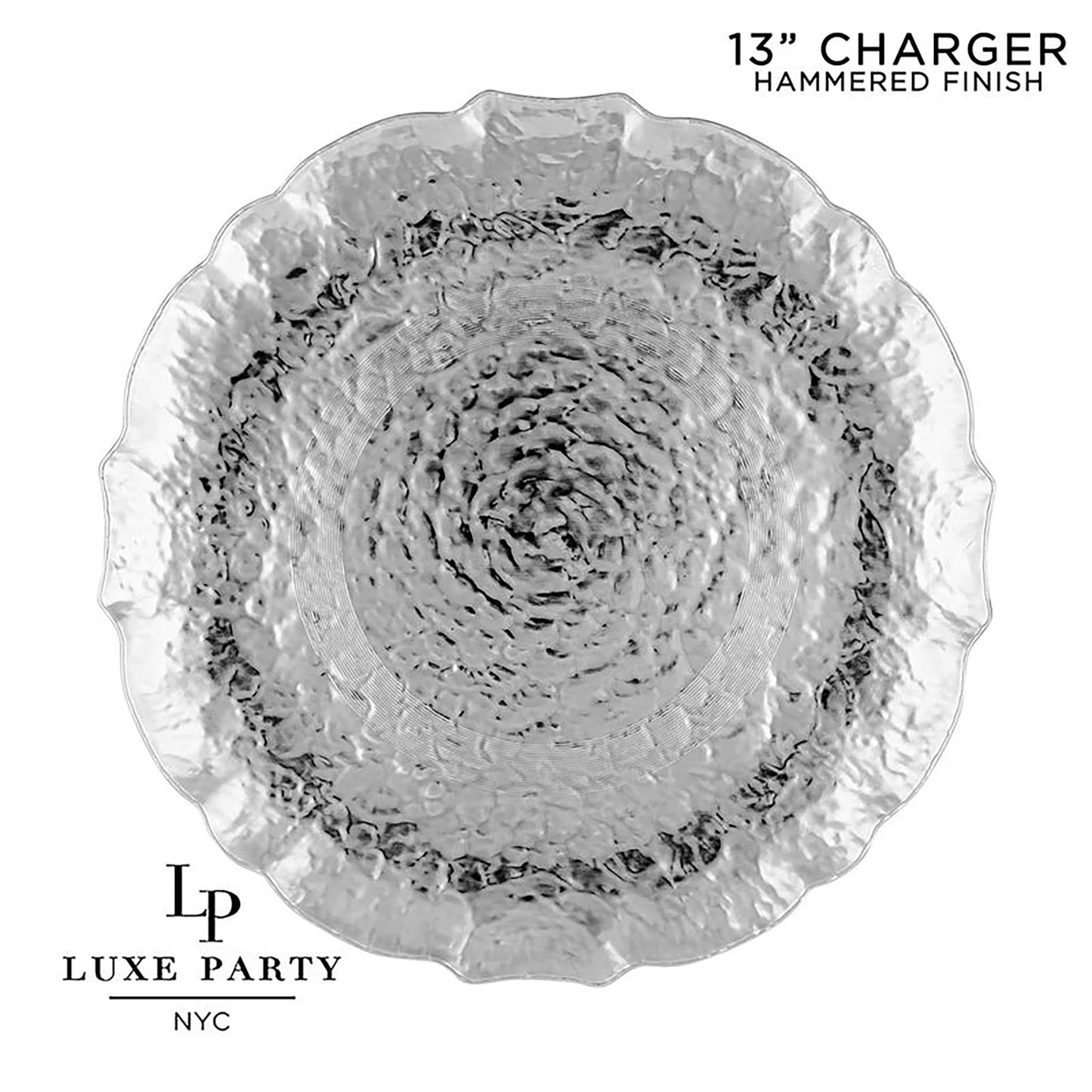 Luxe Party 13" Hammered Round Plastic Charger Plate: Silver