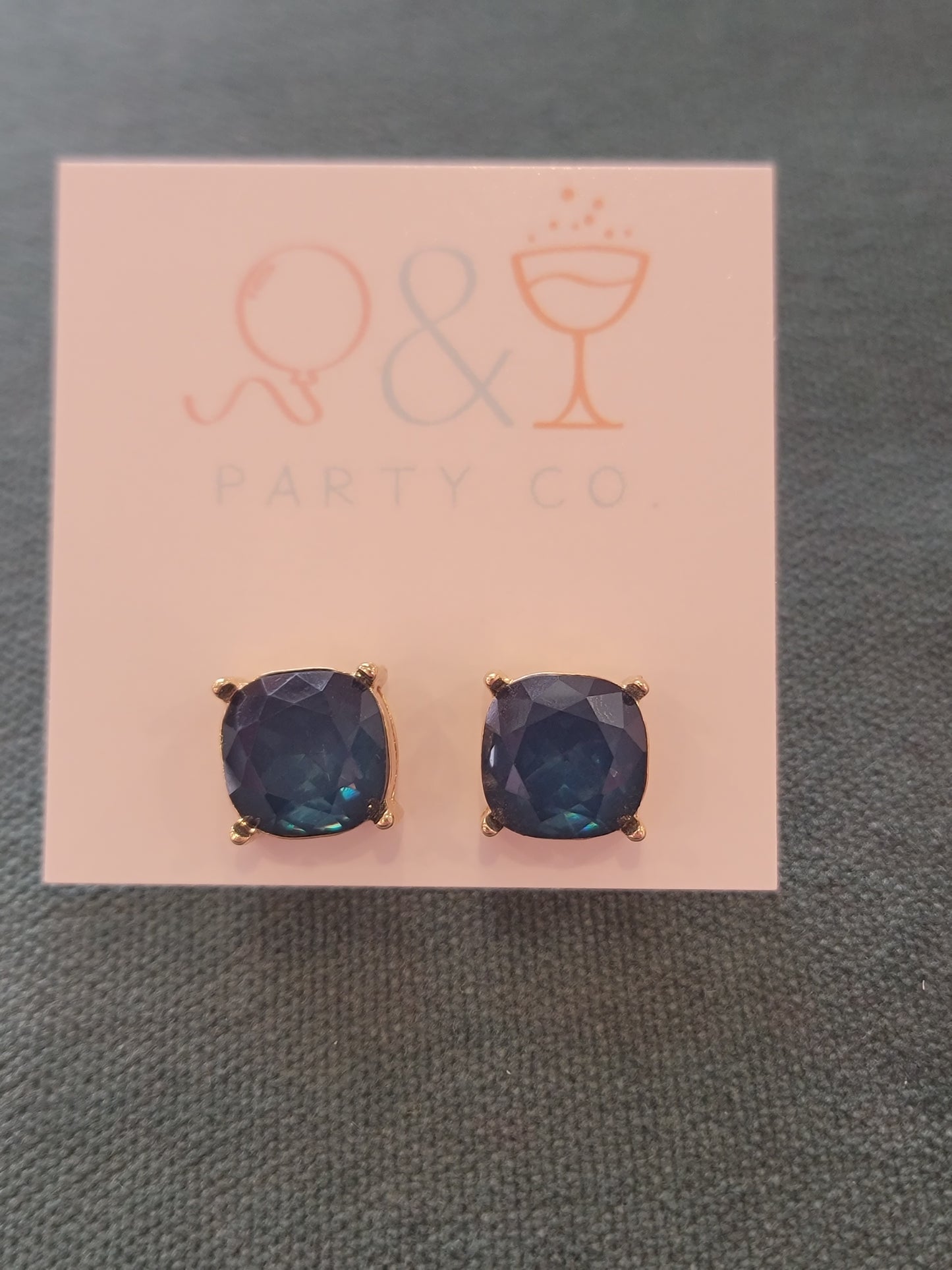 Square Oversized Jewel Studs: Montana Opal