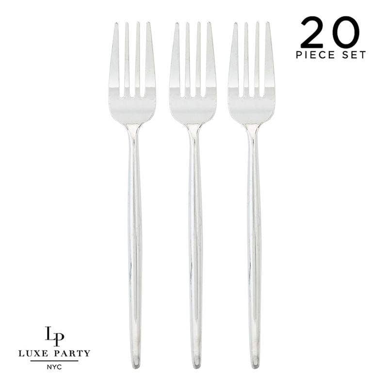 Matrix Collection Silver Plastic Forks (20 Pieces)