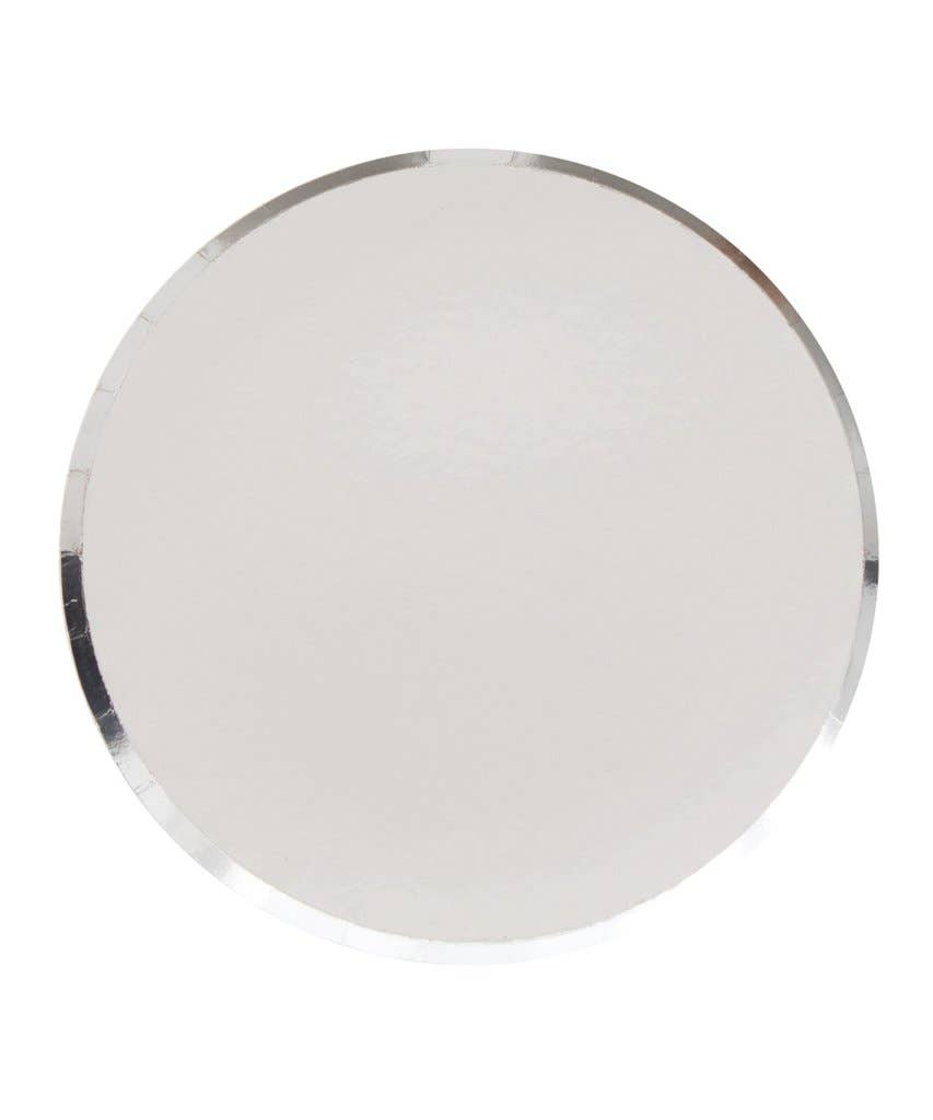 Oh Happy Day Party Shop Large Low Rim Plates: Silver