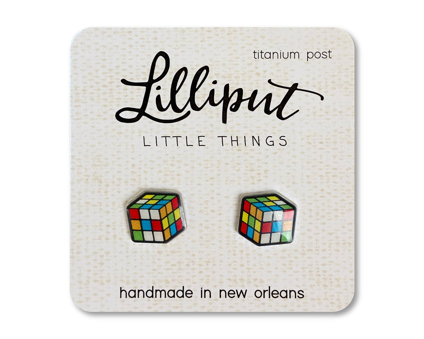 Hypoallergenic Earrings: Retro Puzzle Cube