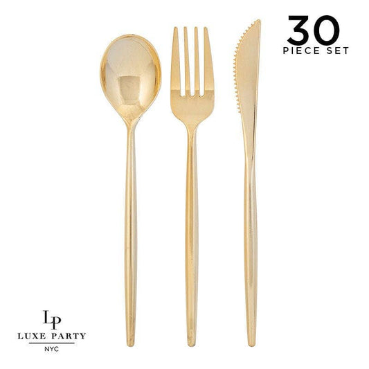 Matrix Gold Plastic Cutlery Set (30 Pieces)