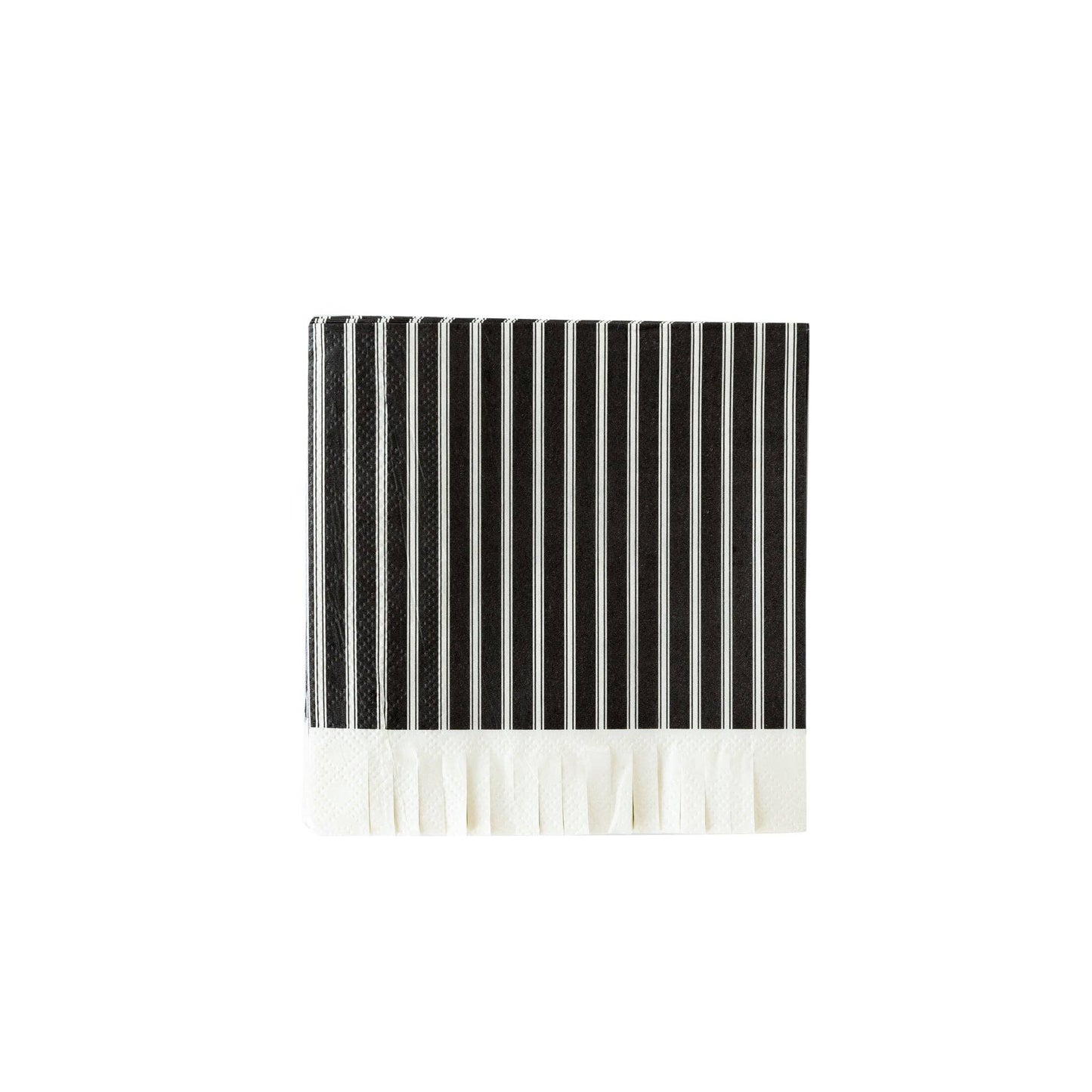 Fringed Cocktail Napkins Ephemera Black Ticking Stripe