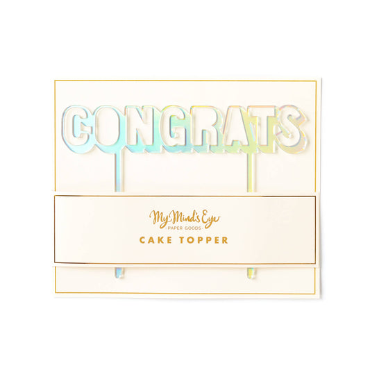 Holographic Cake Topper: Congrats