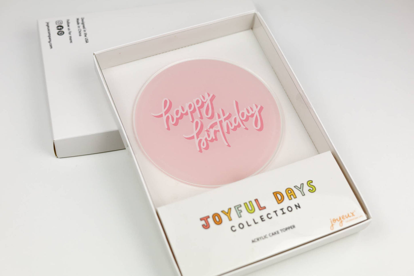 Joyeux Company Acrylic Cake Topper: Happy Birthday - Pink