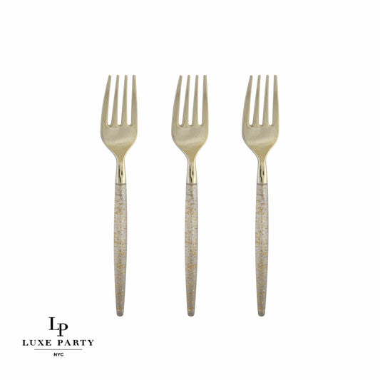 Mini Forks (Set of 20): Gold Glitter