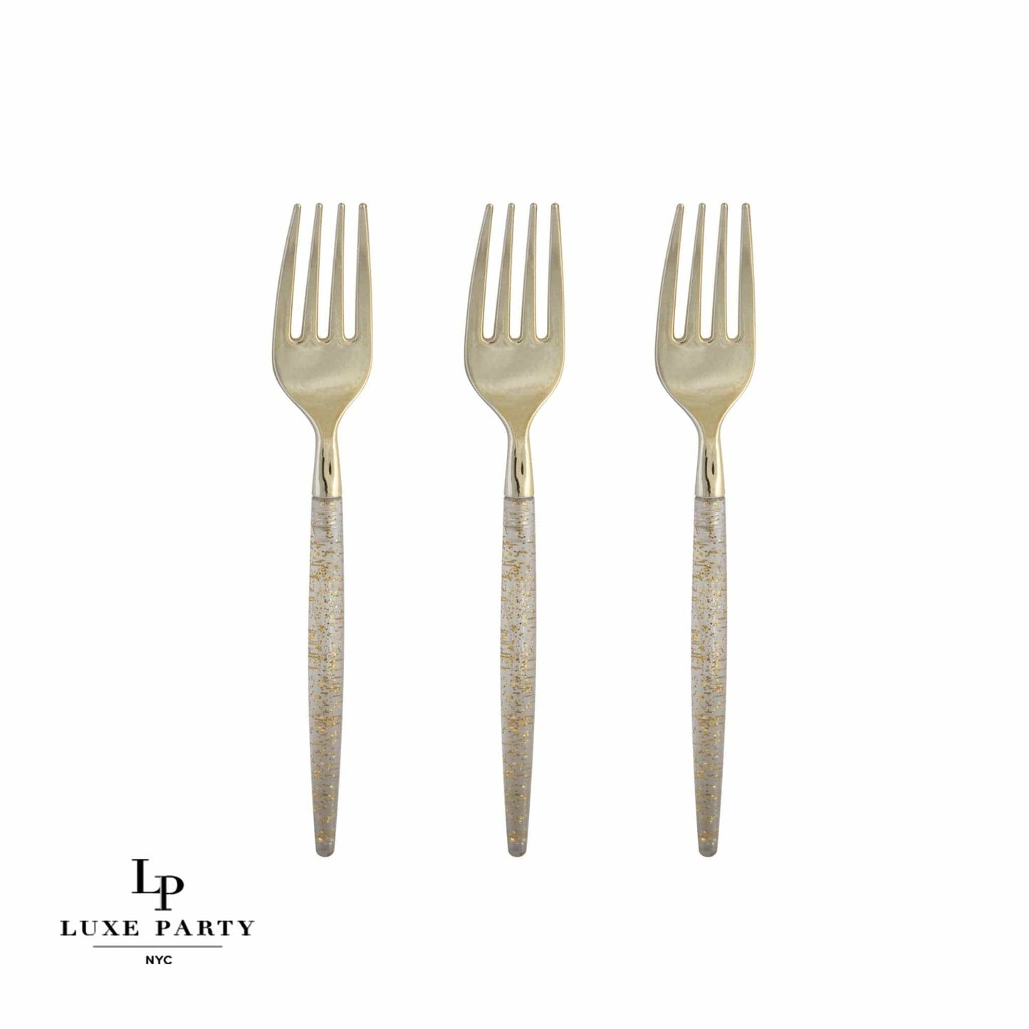 Mini Forks (Set of 20): Gold Glitter