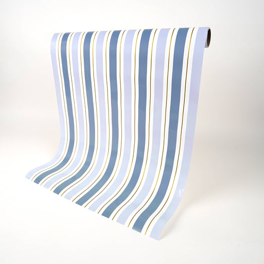 Paper Table Runner: Blue and Gold Stripe