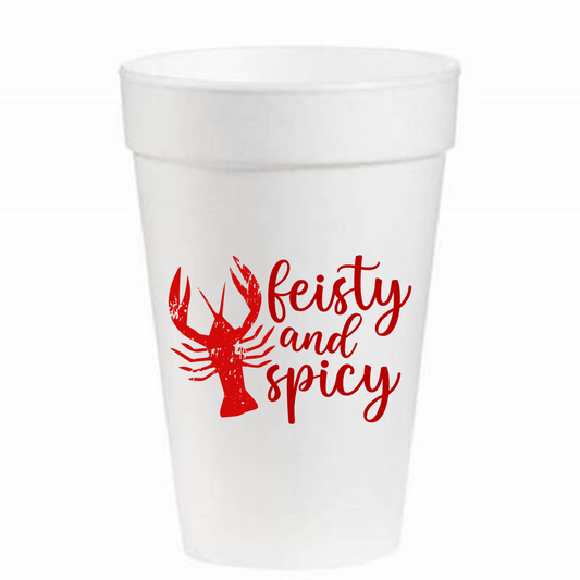 16 oz Styrofoam Cups: Feisty and Spicy Crawfish