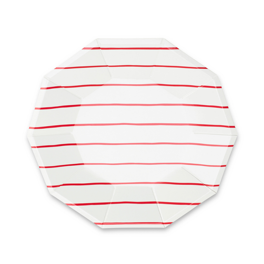 Frenchie Stripe Large Plates: Candy Apple