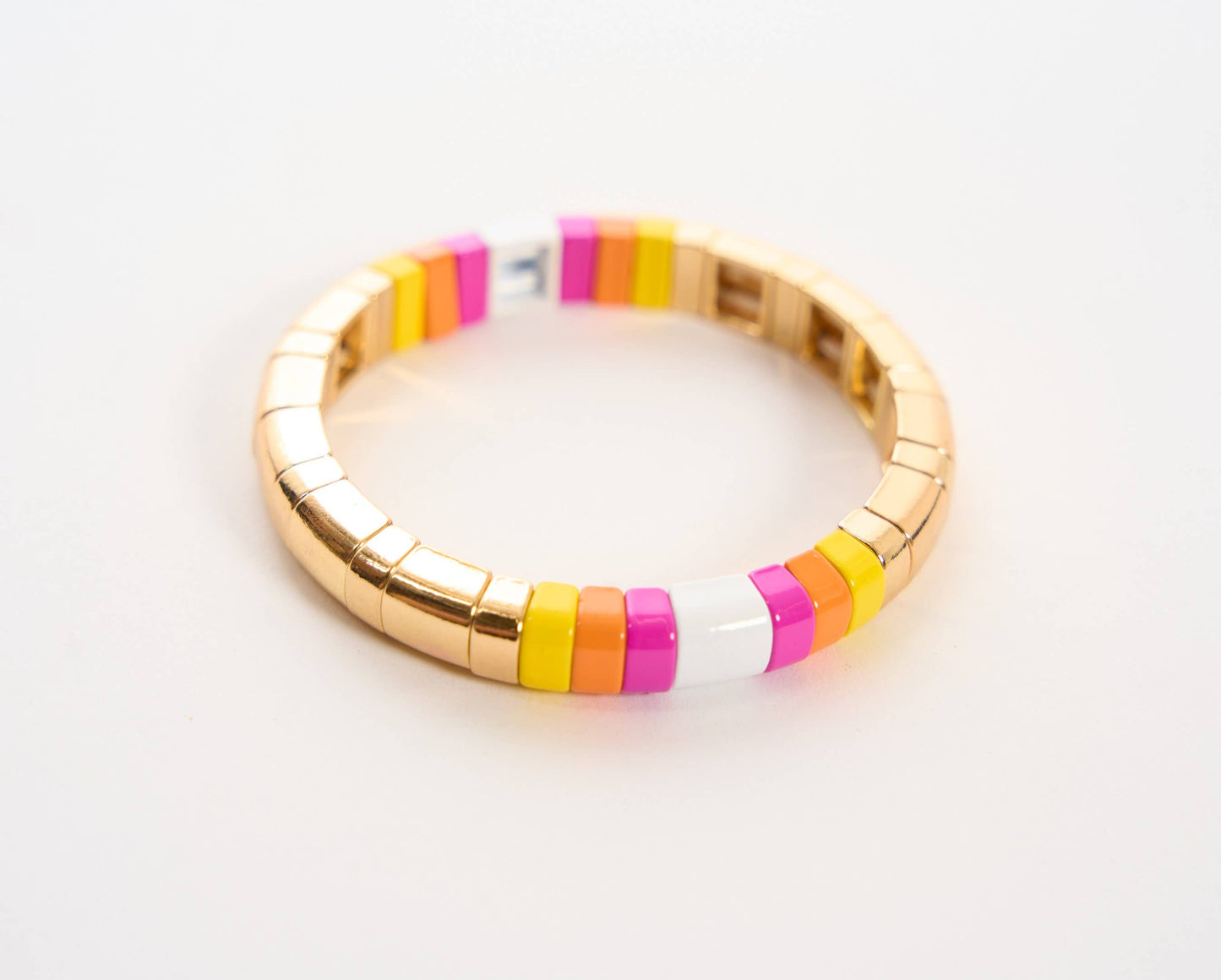 Malibu Sugar Tile Bracelet: Fuchsia & Orange